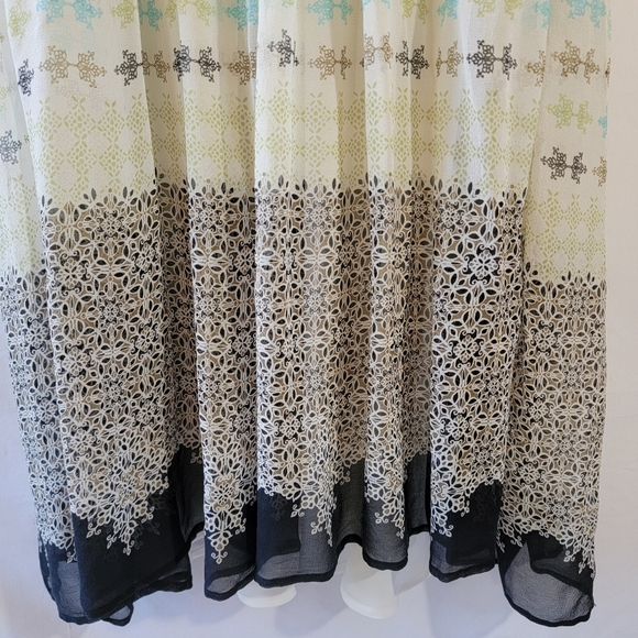 Robbie Bee Green Mix Print 100% Silk Sleeveless Midi Dress Sz 6 Quite Luxury - Picture 9 of 12